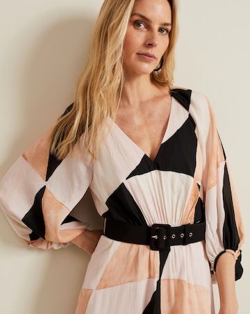 Phase Eight Sophia Colourblock Belted Midi Dress