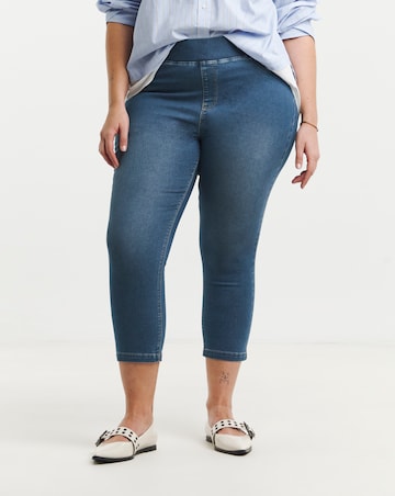 Simply Be Mid Wash Pull On Capri Jegging