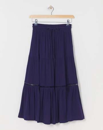 Indigo Crinkle Midi Skirt