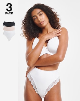 MAGISCULPT Medium Control (3 Pack) High Leg Knickers Black/White /Almond