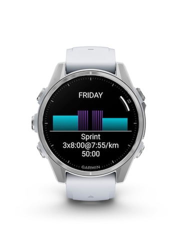 Garmin Fenix 8 43mm Amoled Smart Watch - Silver with Whitestone Silicone Band