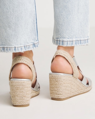 Kelly Elastic Cross Strap Wedge Espadrille Sandals Wide E Fit