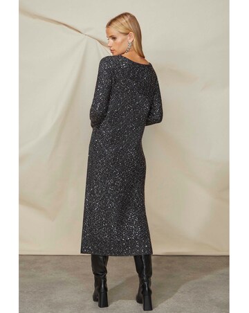 Ro&Zo Sparkle Sequin V-Neck Knitted Dress