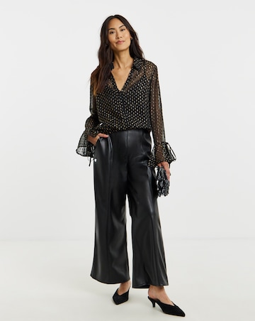 Metallic Spot Frill Cuff Blouse