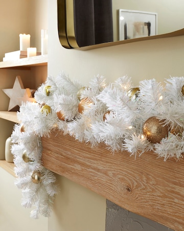 Montana White Pre-Lit Christmas Garland 1.8m