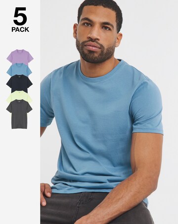 5 Pack Multi Crew Neck T-Shirts