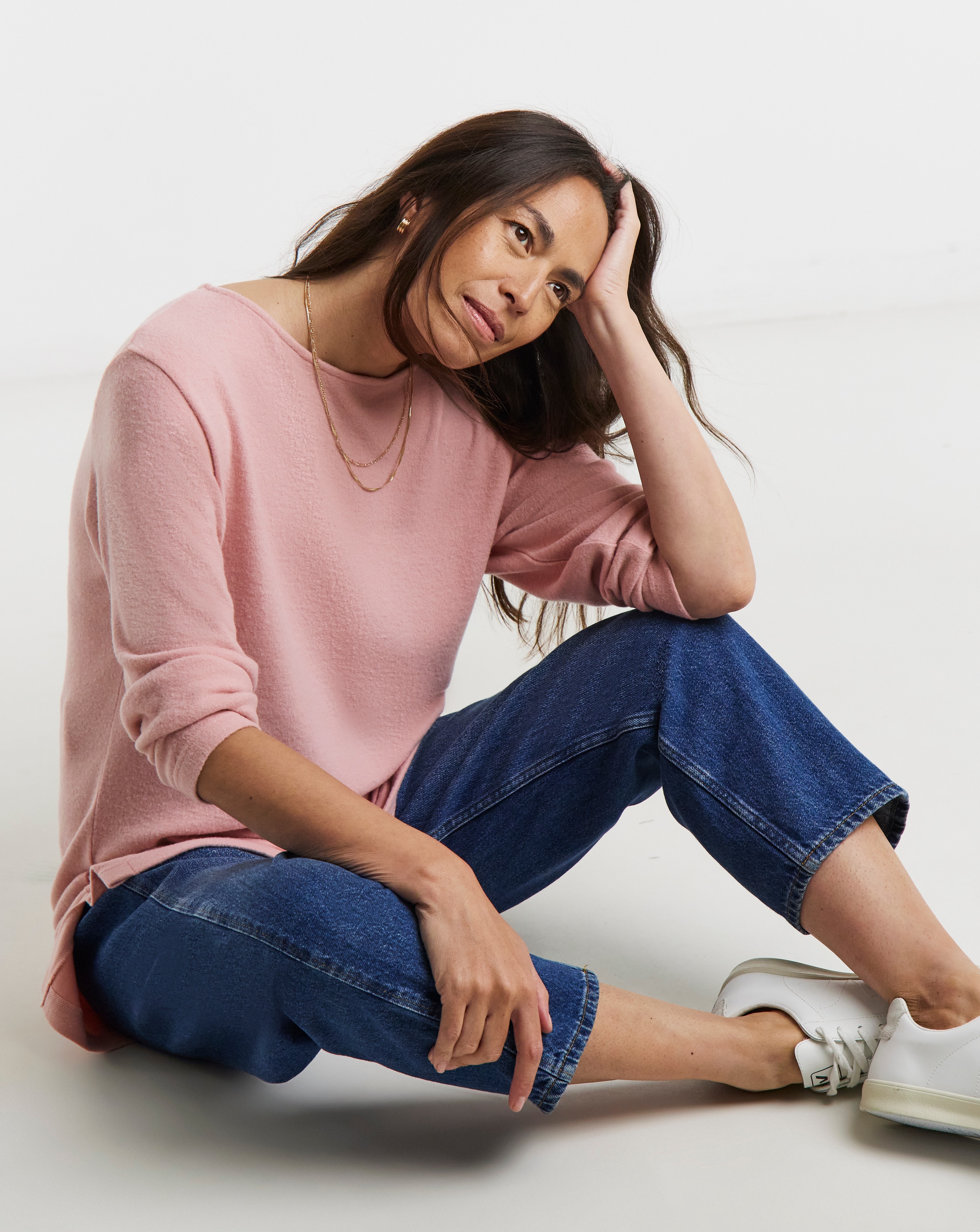 Blush Soft Touch Slash Neck Longline Top | JD Williams