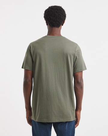 Pure Cotton Crew Neck T-Shirt Long Length-Olive