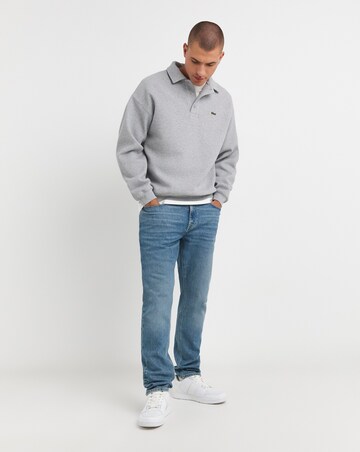 Lacoste Grey Marl Polo Collar Double Pique Sweatshirt