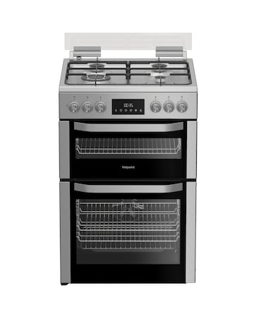 Hotpoint HDD6GDC2WX Dual Fuel Double Cooker with Glass Lid - Stainless Steel