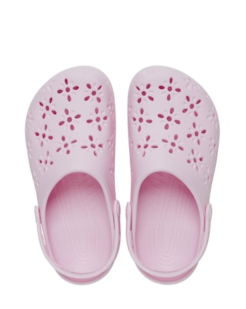 Crocs Pink Floral Cut Out Clogs -Standard Fit (D)