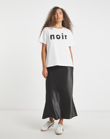 Simply Be White Noir Beaded Floral Graphic T-Shirt