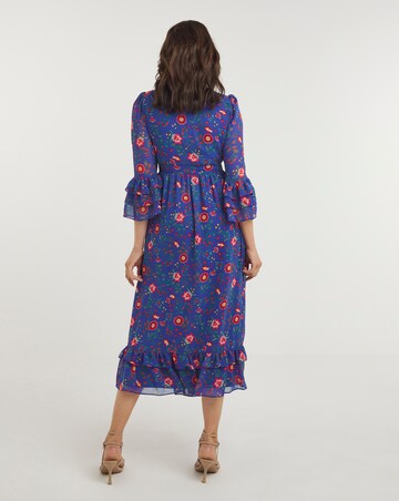 Joanna Hope Tiered Frill Sleeve Midi Dress