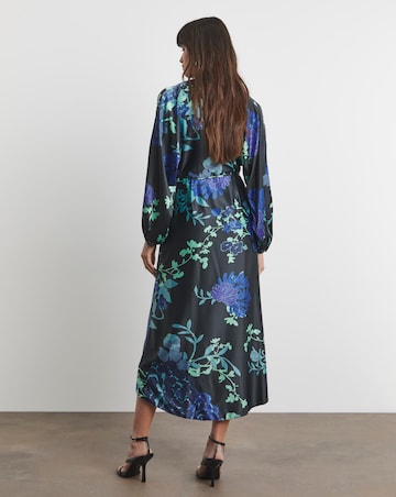 Joanna Hope Floral Satin Wrap Dress