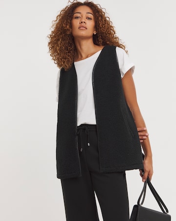 Black Longline Borg Gilet