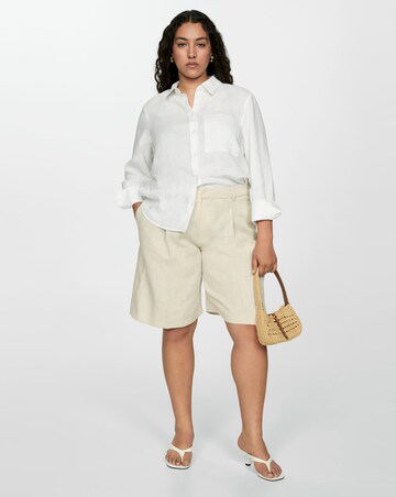 Mango White Linen Lino Shirt