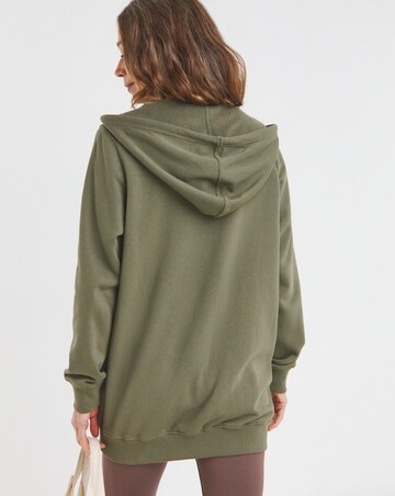 Khaki Longline Zip Hoodie