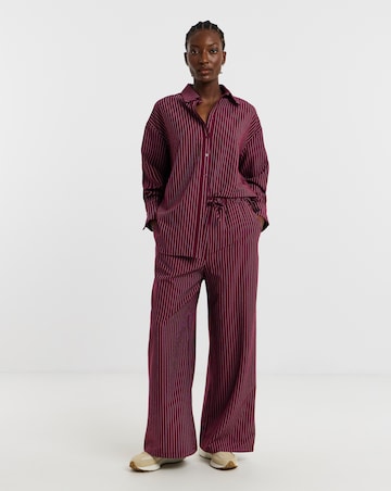Pinstripe Drawstring Wide Leg Trouser