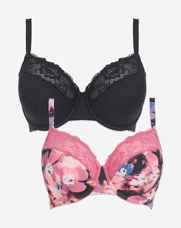 Pretty Secrets (2 Pack) Adrianne Full Cup Wired Bras Floral/Black