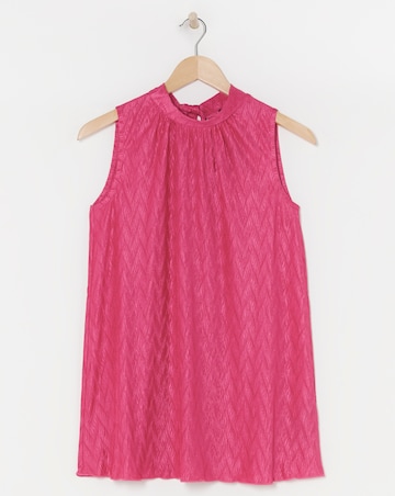 Pink Halter Neck Pleated Top