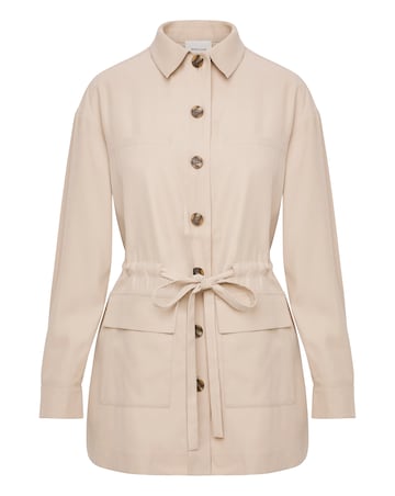 Stone Twill Tie Waist Overshirt