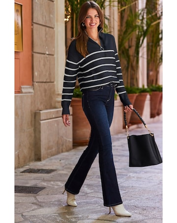 Sosandar Stripe Quarter Zip Jumper