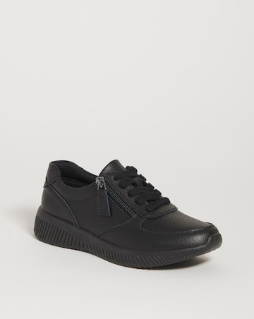 Heavenly Soles Seraphina Leather Lace Side Zip Trainers - Extra Wide Fit (EEE)