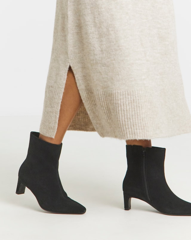 Anthology Mika Suede Kitten Heel Pointed Ankle Boots - Wide Fit (E)