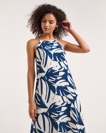 Ro&Zo Palm Print Linen Blend Cami Dress