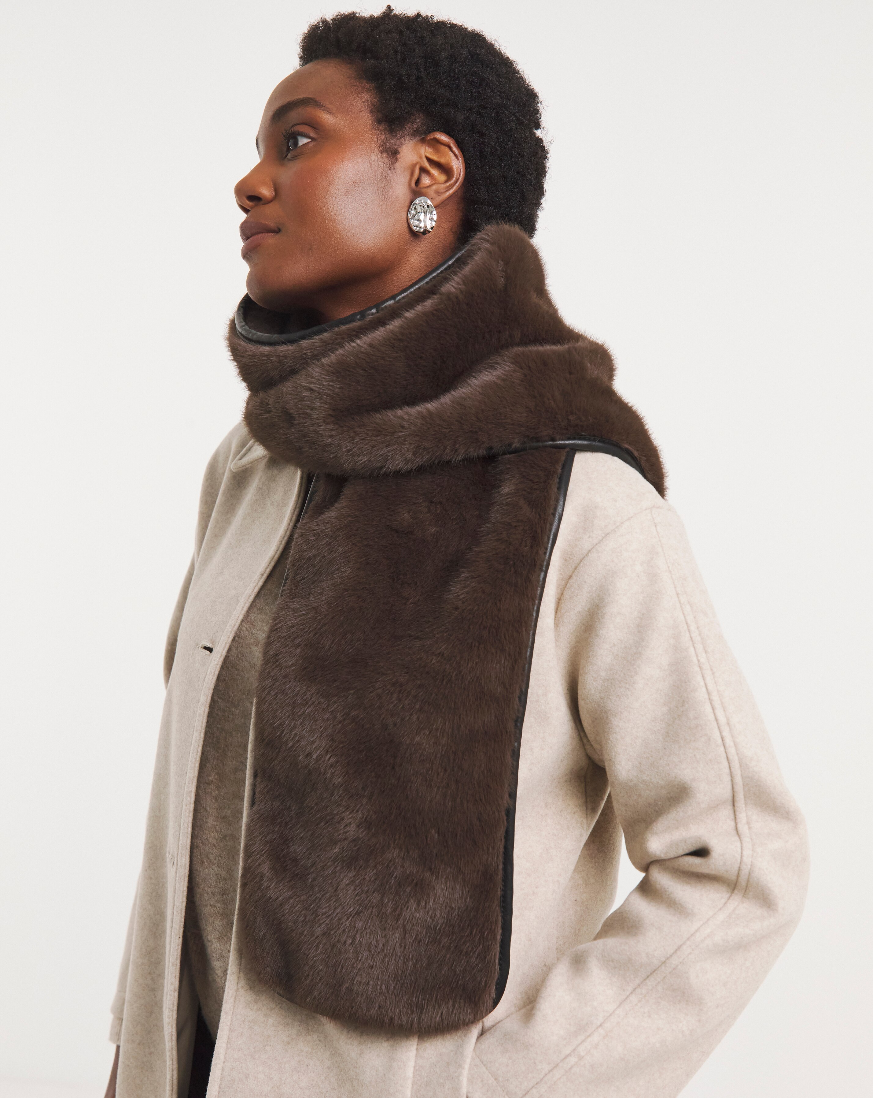 帽子 RHODOLIRION FUR HOODY SCARF - ECO FUR Faux Fur PU Trim Scarf | JD Williams