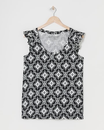 Printed Ruffle Sleeve Vest