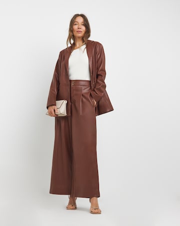 Faux Leather Single Breasted Blazer