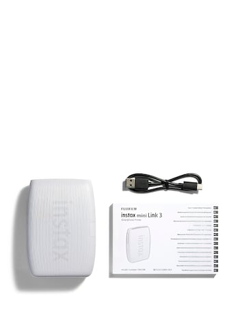 Fujifilm Instax Mini Link 3 Photo Printer with 20 Shot Film Pack - White