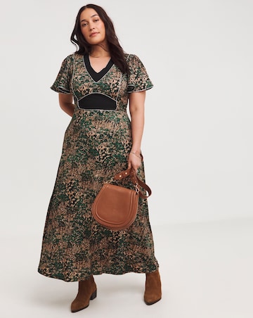 Joe Browns Jersey Contrast Floral V Neck Maxi Dress