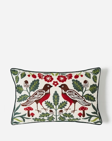 Garden Birds Embroidered Cushion