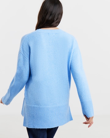 Blue V Neck Side Rib Tunic