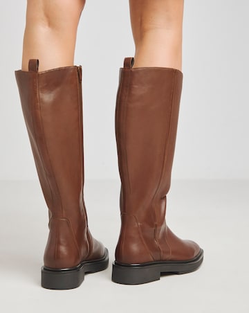 Andy Leather Stretch Seam Knee High Flat Boots - Wide Fit (E) & Curvy Calf