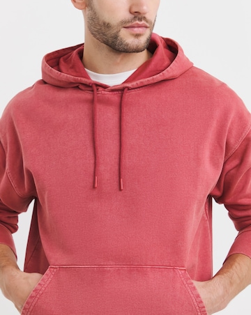 Garment Dyed Relaxed Fit Overhead Hoodie- Cranberry