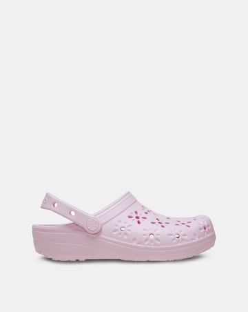 Crocs Pink Floral Cut Out Clogs -Standard Fit (D)
