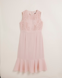 Joanna Hope Blush Lace Shoulder Column Midi Dress