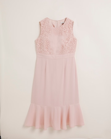 Joanna Hope Blush Lace Shoulder Column Midi Dress
