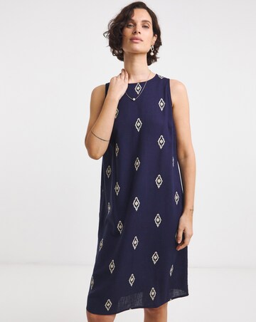 Linen Mix Sleeveless Shift Dress