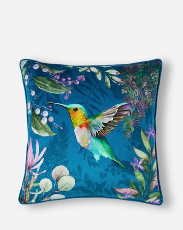 Velvet Printed Hummingbird Cushion