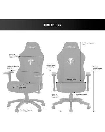 AndaSeat Phantom 3 Premium Gaming Chair - Grey Fabric