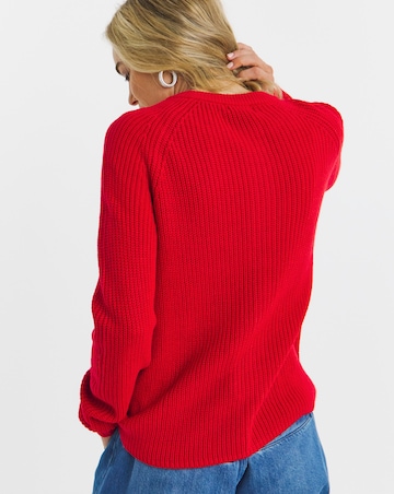Red Raglan Long Sleeve Cardigan