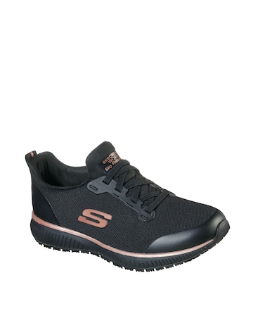 Skechers Black and Rose Gold Squad Work Wear Shoes- Standard Fit (D)