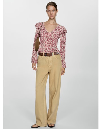 Mango Floral Shoulder Ruffle Top