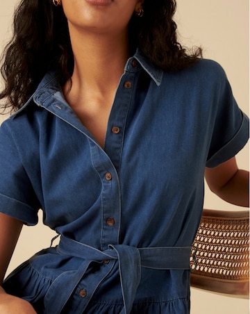 Nobody's Child Denim Ester Tiered Shirt Dress Plain