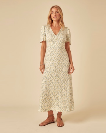 Nobody's Child Atlas Midi Dress Woodblock Green Print