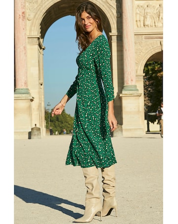 Sosandar Animal Ruched Front Midi Dress